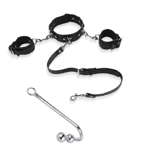 Beaded Anal Cuffs with 5334 and Elegant Hook Collar 0806